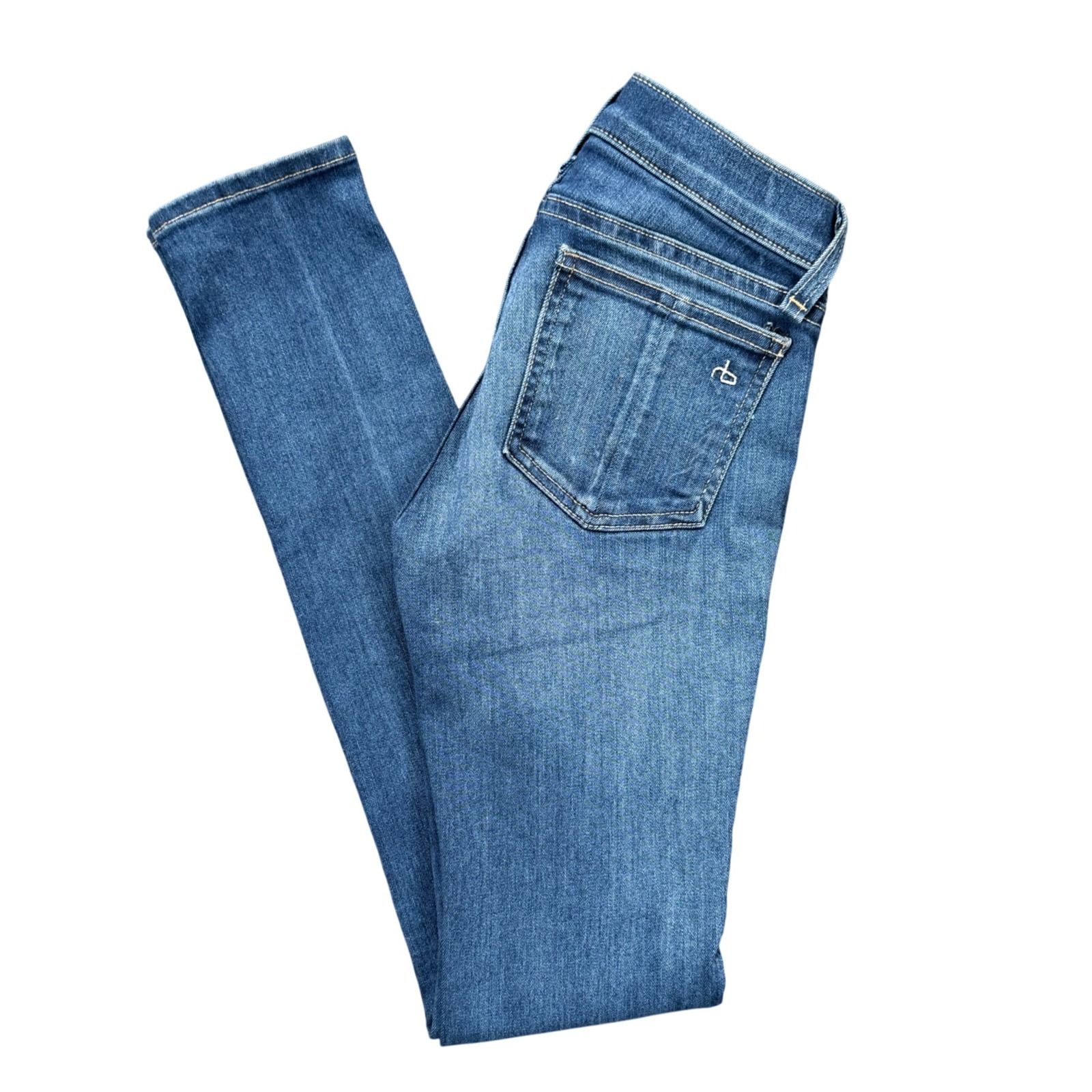 A7 Rag & Bone Skinny Jeans Joshua Wash Slim Fit Indie Sleek Mid Rise Blue Denim